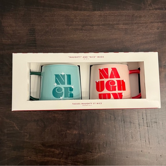 Naughty and Nice Mugs - Indigo Holiday Mug Set - New in box. - Picture 2 of 4